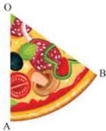 Miếng bánh pizza hình quạt OAB với góc 45 độ