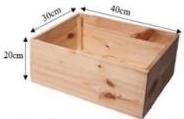 Hộp gỗ hình hộp chữ nhật với các kích thước 40cm, 30cm và 20cm