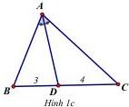 Hình 1c: tam giác ABC với AD là phân giác góc A, BD = 3, CD = 4