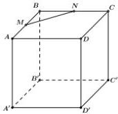Hình lập phương ABCD.A'B'C'D' với M, N lần lượt là trung điểm AB, BC