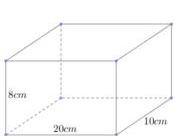 hình hộp chữ nhật có chiều dài 20cm, chiều rộng 10cm, chiều cao 8cm