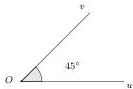 Góc hình học uOv = 45°