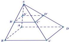 Hình chóp S.ABCD với các trung điểm A', B', C', D' của các cạnh SA, SB, SC, SD