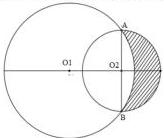 hình vẽ hai đường tròn $(C_1)$ và $(C_2)$ với miền $(D)$ gạch sọc