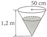 Bể nước hình nón với bán kính đáy 50 cm và chiều cao 1,2 m