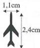 Hình b - máy bay với kích thước 1,1cm và 2,4cm