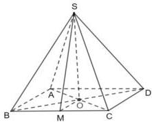 Hình chóp S.ABCD với đáy ABCD, tâm O và điểm M trên cạnh BC