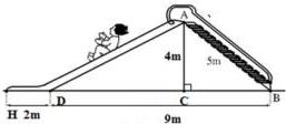 Hình minh họa cầu trượt với các kích thước BA, AC, DB, HD