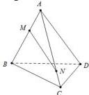 Hình tứ diện ABCD với điểm M thuộc cạnh AB và điểm N thuộc cạnh AC
