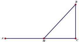 Hình vẽ minh họa đường gấp khúc AMB với tam giác vuông MCB vuông tại C