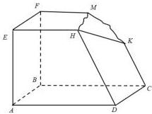 khối gỗ có các mặt là một phần của mặt phẳng với các đỉnh A, B, C, D, E, F, H, M, K