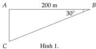Hình 1. Tam giác ABC vuông tại A với AB = 200 m và góc ABC = 30°