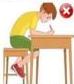 hình minh họa tư thế ngồi học sai