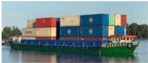 Sà lan chở khối hàng container trên sông