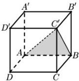 Hình lập phương ABCD.A'B'C'D' với tam giác AC'B tô đậm