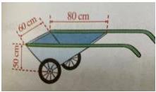 Hình thùng chứa xe rùa dạng lăng trụ đứng tam giác với kích thước 60 cm, 80 cm và 50 cm