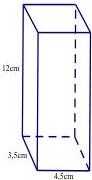 Hình hộp chữ nhật minh họa hộp sữa với chiều dài 4,5 cm, chiều rộng 3,5 cm, chiều cao 12 cm