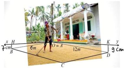 hình vẽ sân hình chữ nhật ABCD với hệ trục tọa độ Oxyz gốc tại A