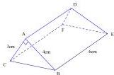 Hình lăng trụ đứng tam giác ABC.DEF với AB = 4cm, AC = 3cm, BE = 6cm