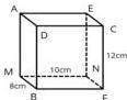 Hình hộp chữ nhật AEDC.MNFB với CF = 12cm, MN = 10cm, MB = 8cm