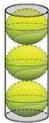 Hộp hình trụ chứa vừa khít ba quả bóng tennis xếp dọc
