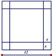 tấm nhôm hình vuông cạnh 12cm với bốn hình vuông cạnh x được cắt ở bốn góc