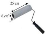 trục lăn sơn hình trụ có đường kính 6 cm và chiều dài 25 cm