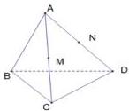 Tứ diện ABCD với hai điểm M, N lần lượt là trung điểm của AC, AD
