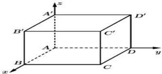 Hình hộp chữ nhật $ABCD.A'B'C'D'$ trong không gian $Oxyz$