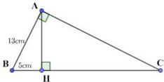 Tam giác ABC vuông tại A có đường cao AH với AB = 13 cm, BH = 5 cm