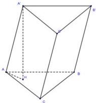 Khối lăng trụ tam giác ABC.A'B'C' với đường cao A'H