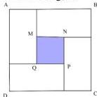 Hình vuông ABCD chứa 4 hình chữ nhật xếp quanh hình vuông nhỏ MNPQ được tô màu