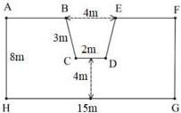 Sơ đồ thửa ruộng ABCDEFGH với các kích thước như hình vẽ