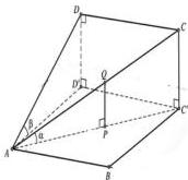 Mô hình tấm pin năng lượng mặt trời hình chữ nhật ABCD đặt trên mặt phẳng (R) với các hình chiếu C', D', điểm P, Q và góc alpha, beta
