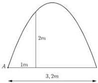 Cổng vòm hoa hình parabol với khoảng cách hai chân 3,2m và độ cao 2m cách chân A 1m - Hình 1