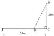 Sơ đồ đường dây điện từ A đến D qua B với DC = 2km và AC = 5km - Hình 2