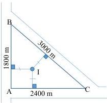Bản vẽ quy hoạch tam giác vuông ABC với điểm I cách đều ba cạnh