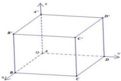 hình hộp chữ nhật ABCD.A'B'C'D' trong hệ trục tọa độ Oxyz