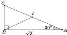 Tam giác $ABC$ vuông tại $B$ có $\widehat{A}=30^\circ$, $AB=\sqrt{3}$ và $I$ là trung điểm của $AC$