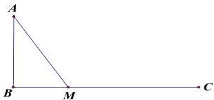 Sơ đồ vị trí các điểm A, B, M, C với AB vuông góc với BC