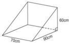 hình lăng trụ đứng tam giác có đáy là tam giác vuông với các kích thước 70cm, 90cm, 60cm