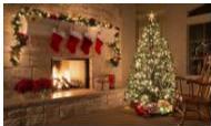 Hình ảnh lò sưởi và cây thông Noel trang trí Giáng sinh