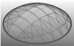 Mô hình khung kết cấu mái vòm dạng ellipsoid
