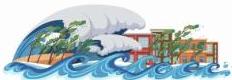 Minh họa sóng thần tràn vào bờ