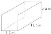 Bể hình hộp chữ nhật có kích thước 3,1 m, 11,5 m và 2,3 m