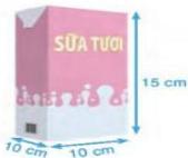 Hộp sữa tươi 100% có kích thước trong 10 cm x 10 cm x 15 cm