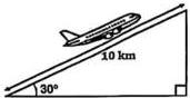 Sơ đồ tam giác vuông minh họa máy bay cất cánh với góc 30° và quãng đường bay 10 km
