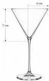 Cái ly thủy tinh hình nón có chiều cao 7 cm và bán kính đáy 4 cm