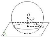 hình vẽ mặt cầu tâm O cắt bởi mặt phẳng (P) qua điểm A