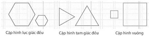 Cặp hình lục giác đều, cặp hình tam giác đều và cặp hình vuông - Hình 9.69